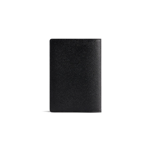 Porte-passeport Balenciaga en cuir de veau texturé souple semi-mat noir 