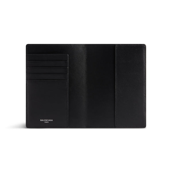Portefeuille long pour passeport Balenciaga 1 ticket en noir 