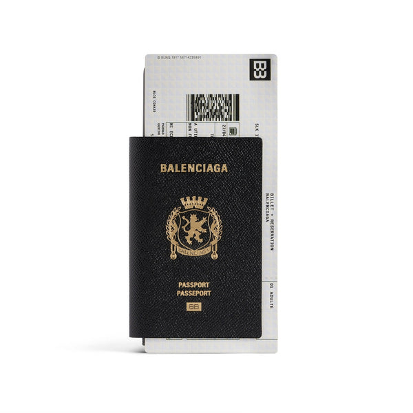 Portefeuille long pour passeport Balenciaga 1 ticket en noir 