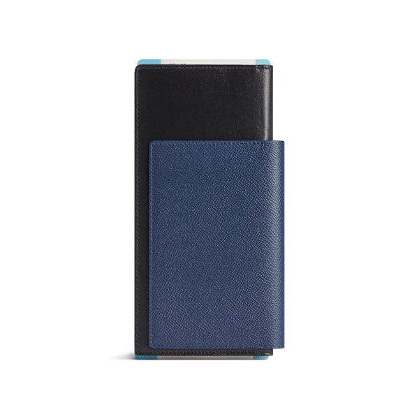 Portefeuille long Balenciaga Passport 1 Ticket en cuir de veau texturé souple semi-mat bleu passeport 