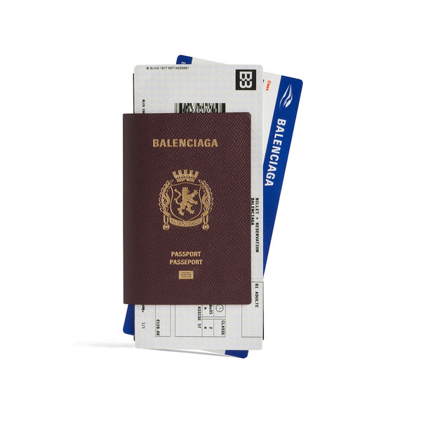 Portefeuille long pour passeport Balenciaga 2 billets en rouge foncé 