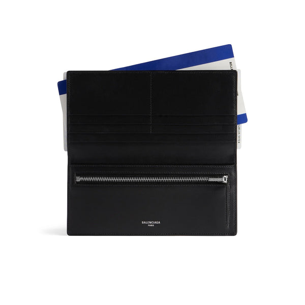 Portefeuille long Balenciaga Passport 2 billets en noir 