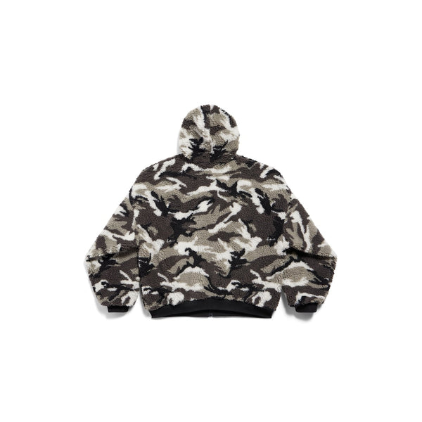 Sweat à capuche zippé Balenciaga Gray Ski en polaire camouflage gris 