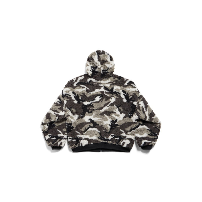 Sweat à capuche zippé Balenciaga Gray Ski en polaire camouflage gris 