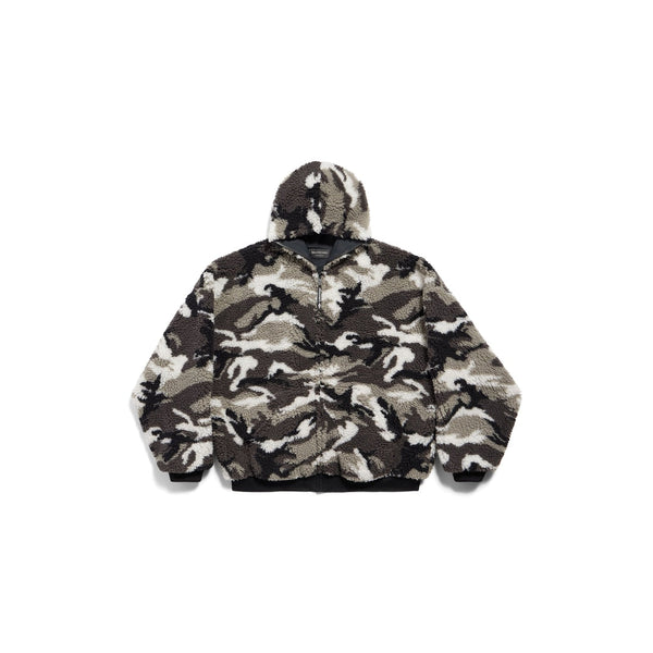 Sweat à capuche zippé Balenciaga Gray Ski en polaire camouflage gris 