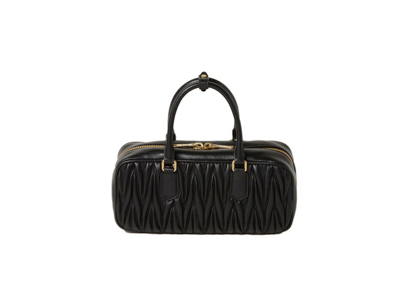 Miu Miu Arcadie Matelasse Nappaledertasche Schwarz