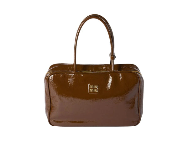 Miu Miu Beau Naplak Lackledertasche Palisander