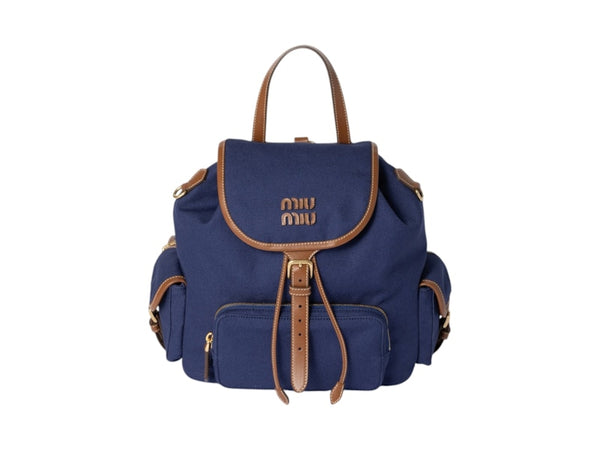 Miu Miu Canvas Rucksack Kornblumenblau/Brandy