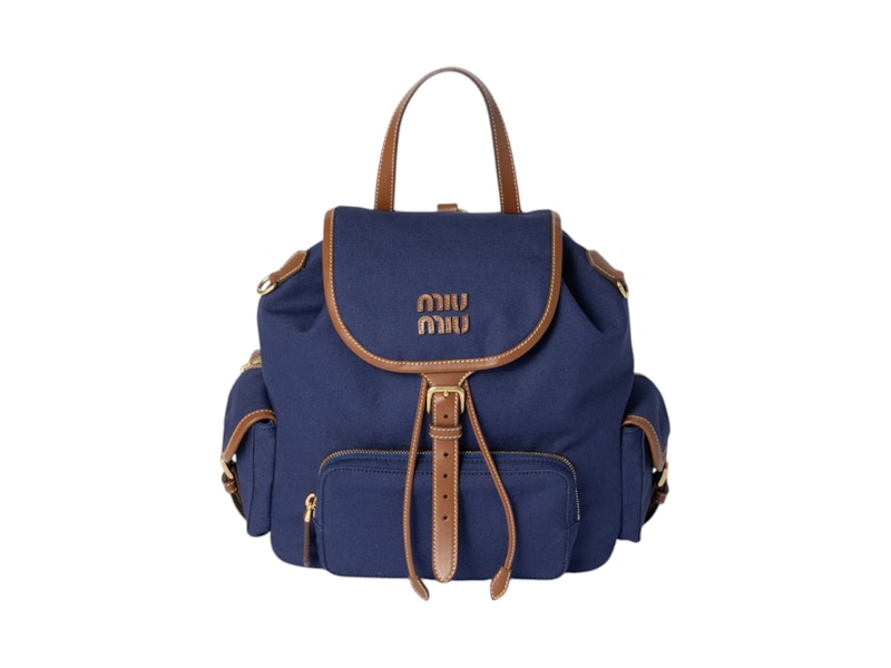 Miu Miu Canvas Rucksack Kornblumenblau/Brandy