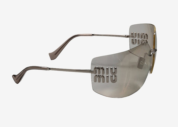 Miu Miu Unregelmäßige Sonnenbrille Silber/Elfenbein