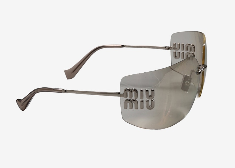 Miu Miu Unregelmäßige Sonnenbrille Silber/Elfenbein