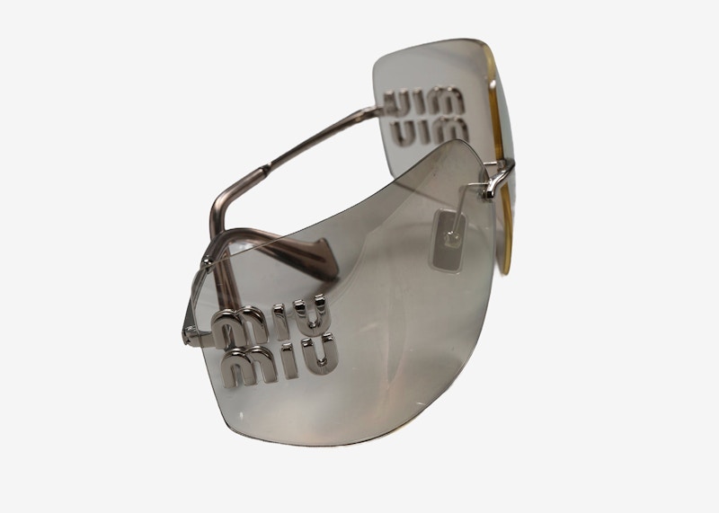 Miu Miu Unregelmäßige Sonnenbrille Silber/Elfenbein