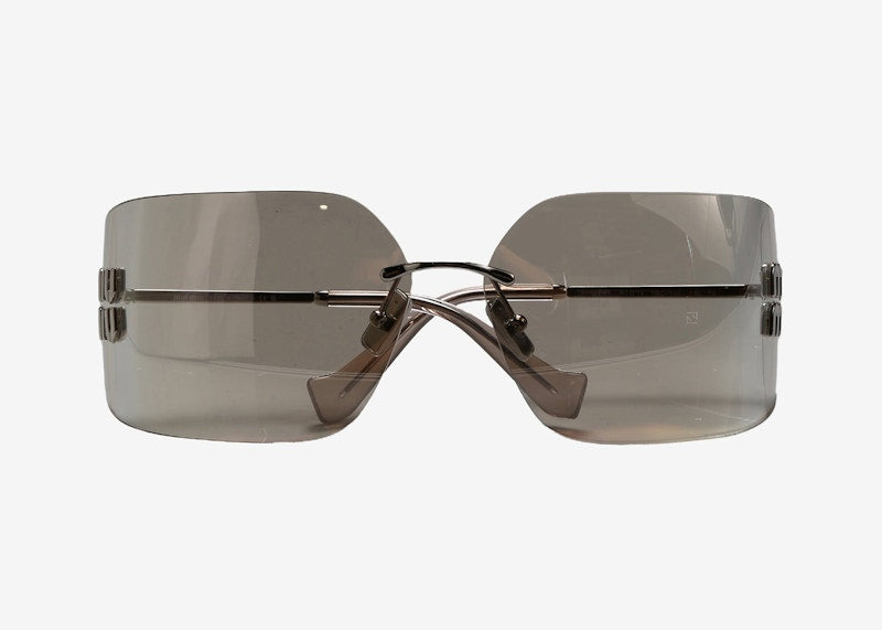 Miu Miu Unregelmäßige Sonnenbrille Silber/Elfenbein