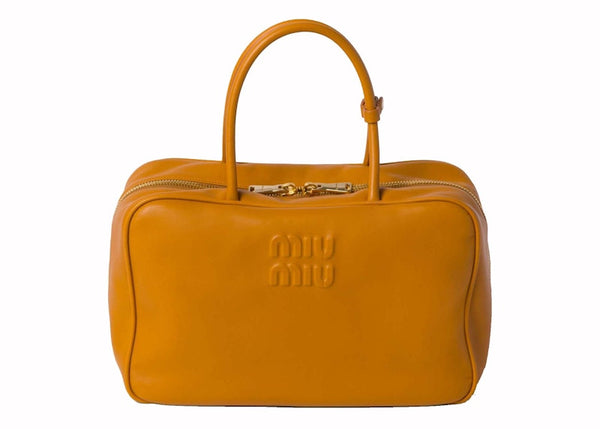 Miu Miu Leder-Tragetasche Granatapfelgelb