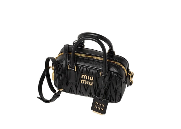 Miu Miu Matelasse Nappa Leather Top-Handle Bag Black