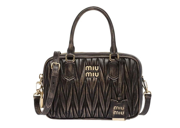 Miu Miu Matelassé Nappa Leather Top Handle Sand/Coffee
