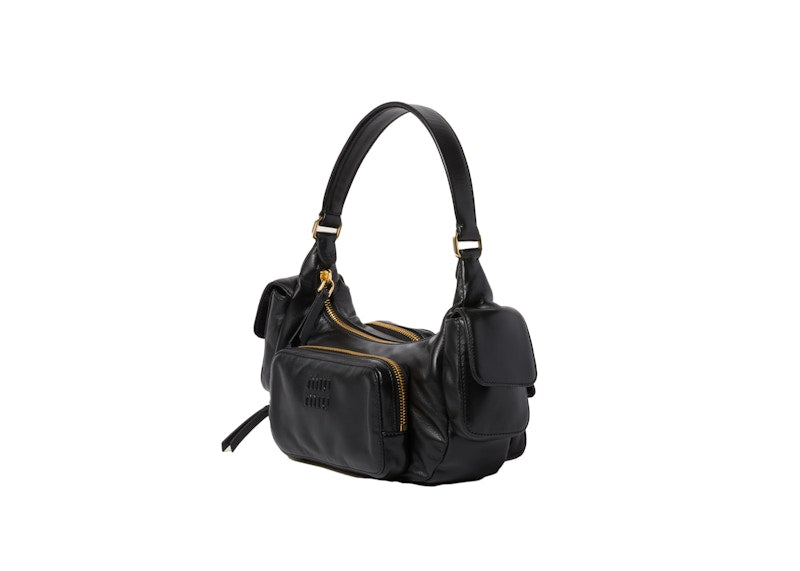 Sac de poche en cuir nappa Miu Miu noir
