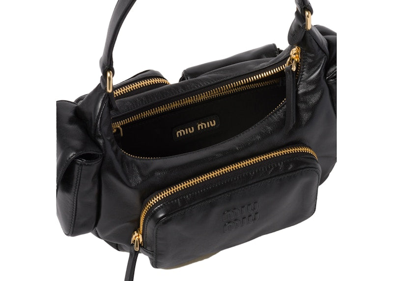 Sac de poche en cuir nappa Miu Miu noir