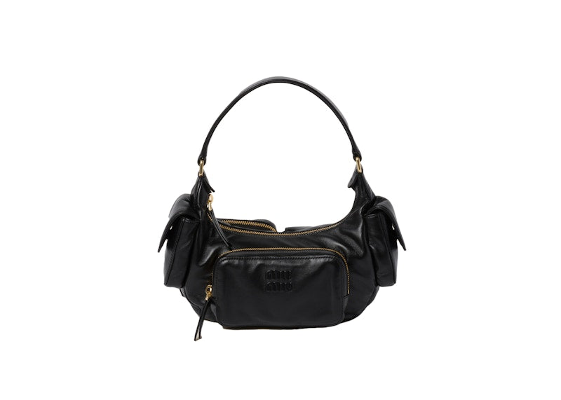 Sac de poche en cuir nappa Miu Miu noir