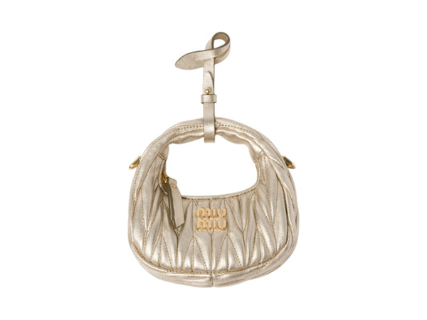 Miu Miu Wander Matelasse Nappa Leather Micro Hobo Bag Pyrite