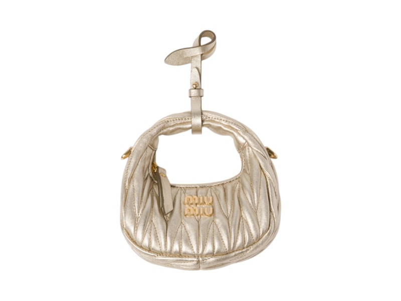 Miu Miu Wander Matelasse Nappa Leather Micro Hobo Bag Pyrite