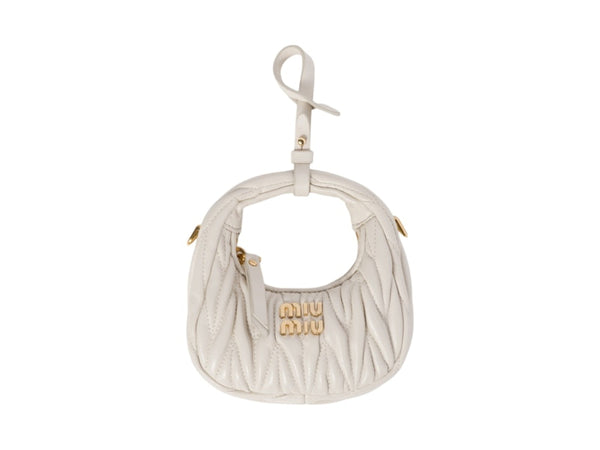 Miu Miu Wander Matelassé Nappaleder Micro Hobo Bag Weiß