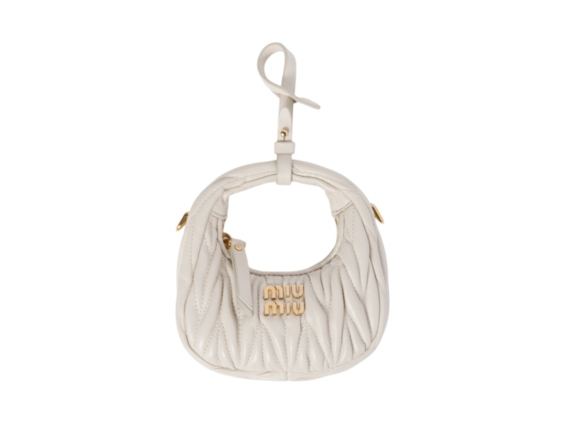 Miu Miu Wander Matelassé Nappaleder Micro Hobo Bag Weiß