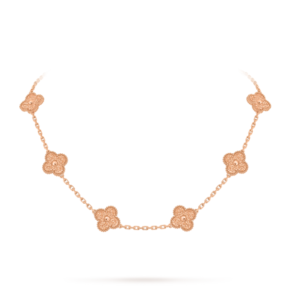 Vintage Alhambra necklace, 10 motifs 18K rose gold