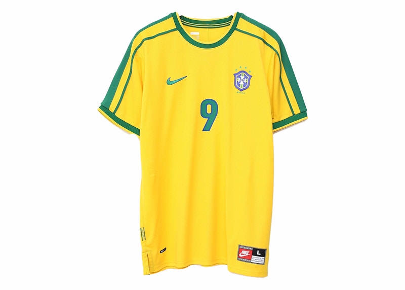 Maillot de football Nike Brésil 1998 réédition Ronaldo réplique Varsity Maize