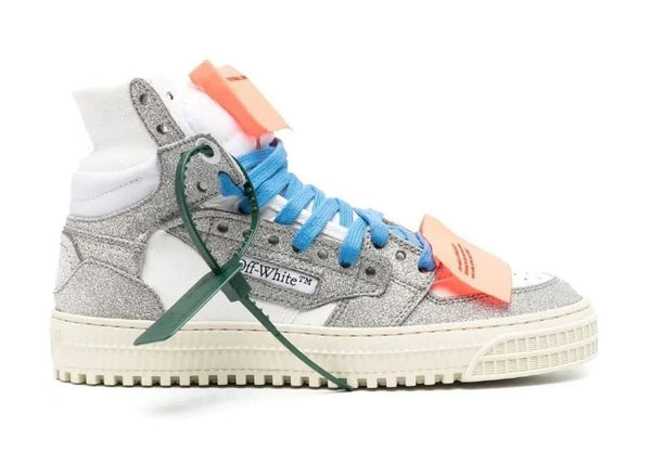 Baskets montantes OFF-WHITE 3.0 Off Court blanches à paillettes argentées 