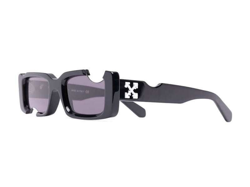 Lunettes de soleil OFF-WHITE Cady à monture rectangulaire découpée, noir/blanc/gris (SS22)
