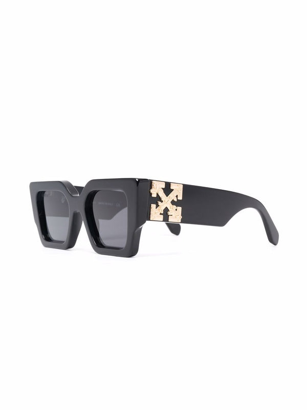 Lunettes de soleil à monture rectangulaire OFF-WHITE Catalina Noir/Gris foncé/Doré