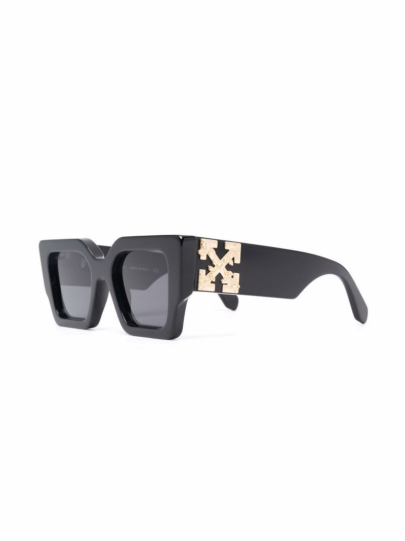 Lunettes de soleil à monture rectangulaire OFF-WHITE Catalina Noir/Gris foncé/Doré