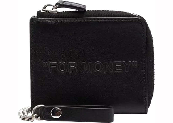 Portefeuille à chaîne OFF-WHITE avec citation en relief Noir 