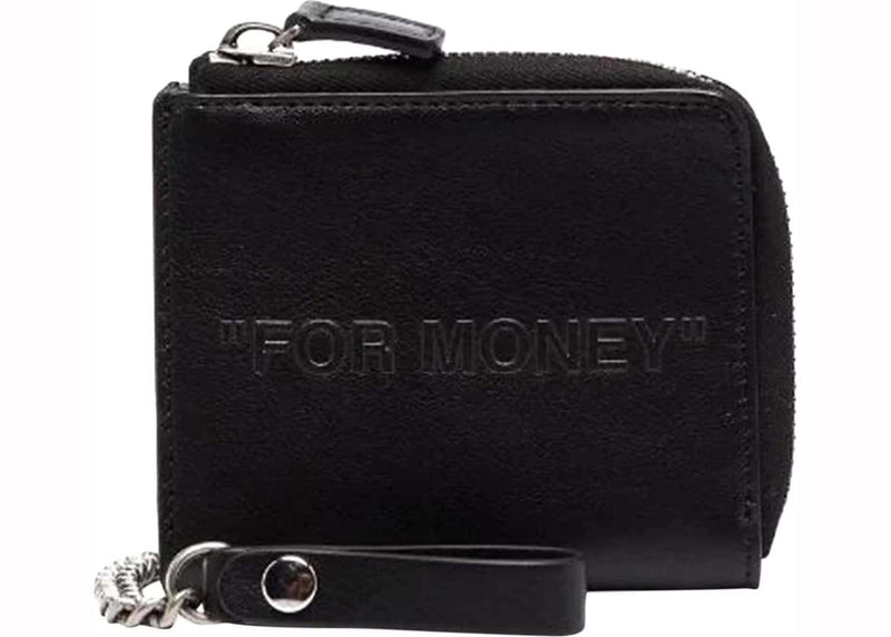 Portefeuille à chaîne OFF-WHITE avec citation en relief Noir 