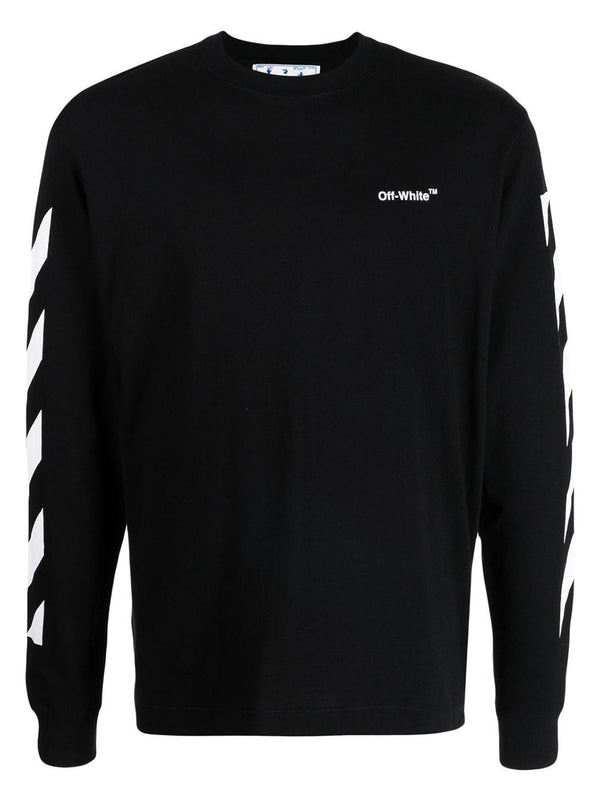 T-shirt à manches longues Off-White Diagonal Helvetica noir/blanc