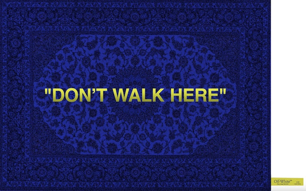 Tapis OFF-WHITE « Don't Walk Here » bleu foncé/jaune