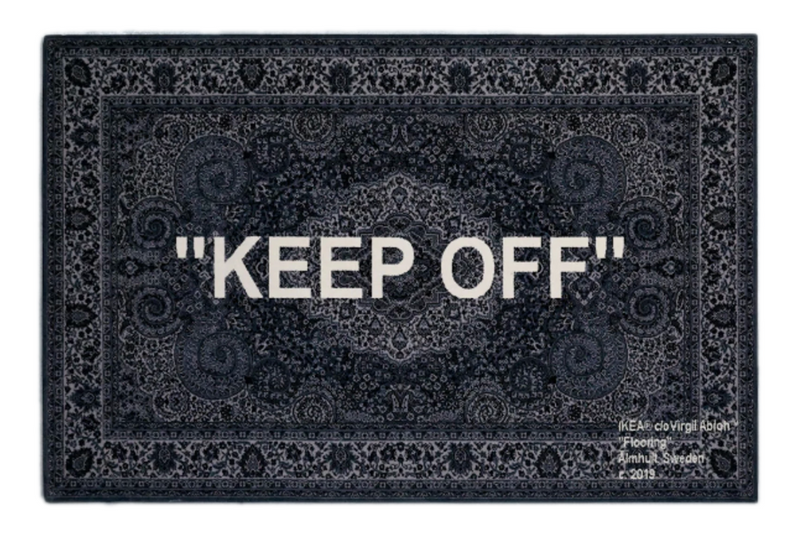 Tapis Virgil Abloh x IKEA « KEEP OFF » 200 x 300 cm Gris/Blanc