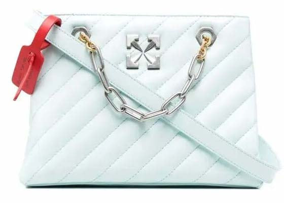 Sac fourre-tout OFF-WHITE Jackhammer 25 avec plaque logo bleu clair 
