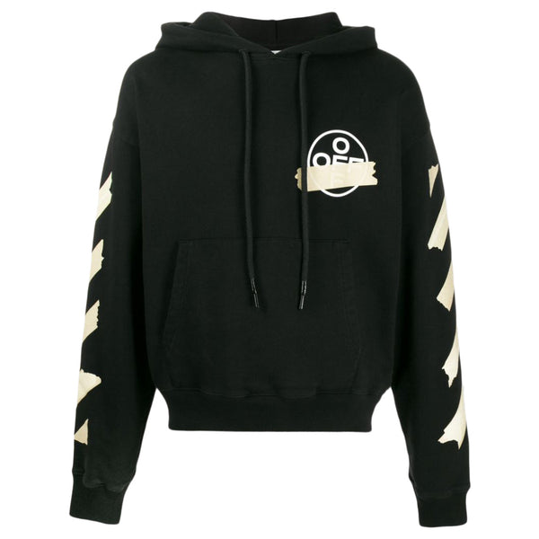 Sweat à capuche OFF-WHITE Tape Diag Arrows noir/beige