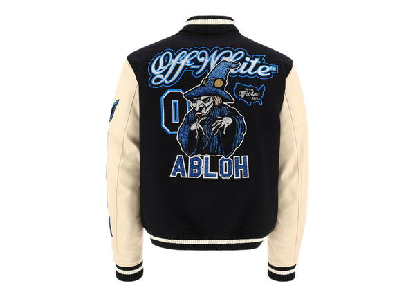 Veste universitaire OFF-WHITE avec patch logo sorcière Noir/Paon