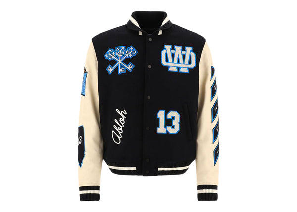 Veste universitaire OFF-WHITE avec patch logo sorcière Noir/Paon
