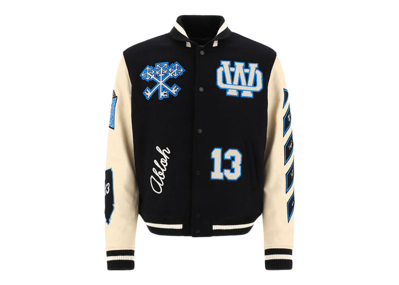 Veste universitaire OFF-WHITE avec patch logo sorcière Noir/Paon