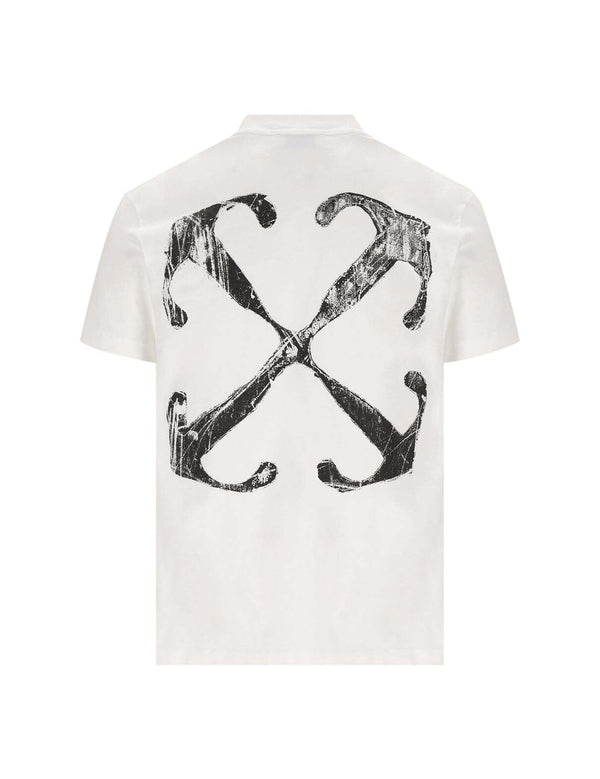 OFF-WHITE T-Shirt mit Pfeil-Kratzer, Weiß 