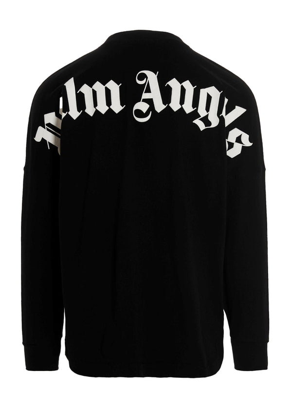 T-shirt à manches longues et col montant avec logo Palm Angels noir/blanc