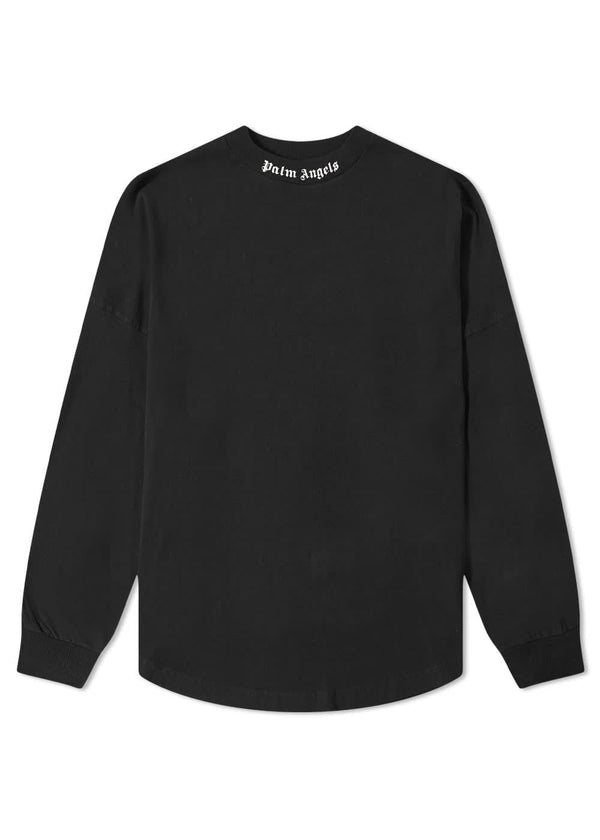 T-shirt à manches longues et col montant avec logo Palm Angels noir/blanc