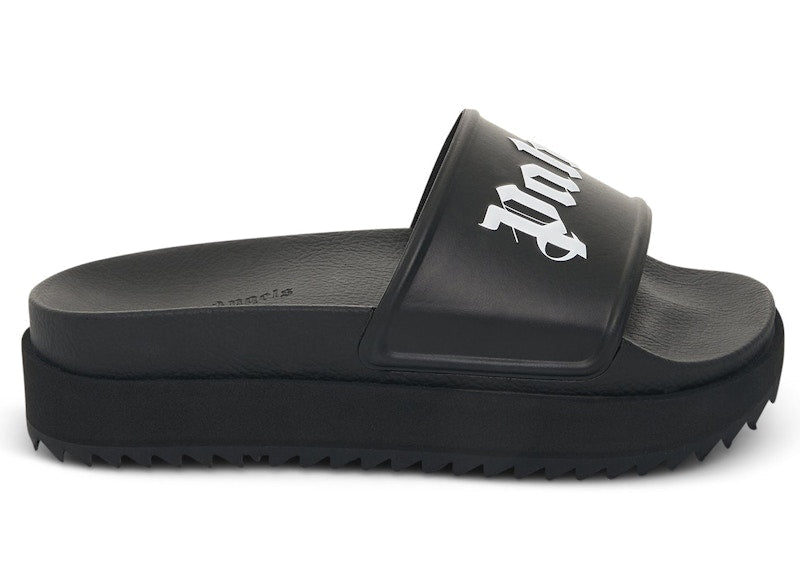 Claquettes à plateforme avec logo Palm Angels, noir et blanc