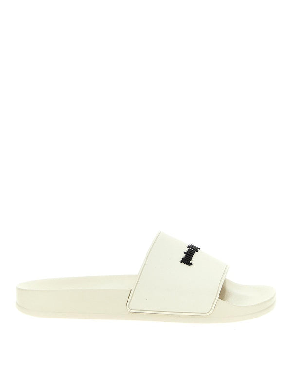 Claquettes de piscine blanches avec logo Palm Angels