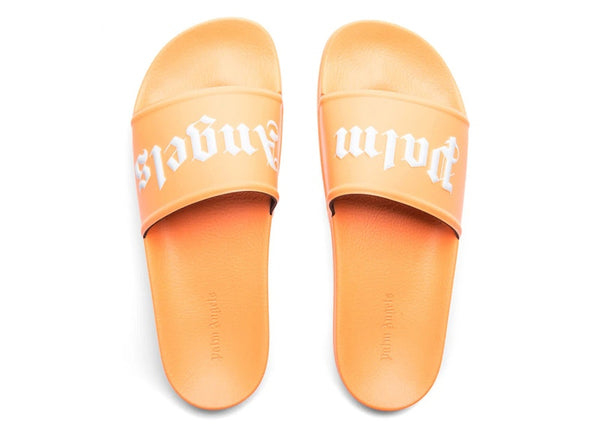 Claquettes de piscine avec logo Palm Angels Orange Blanc