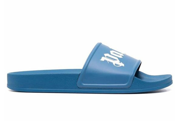 Claquettes de piscine Palm Angels bleu ciel et blanc